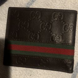 GUCCI Web Accent Leather Bifold Wallet