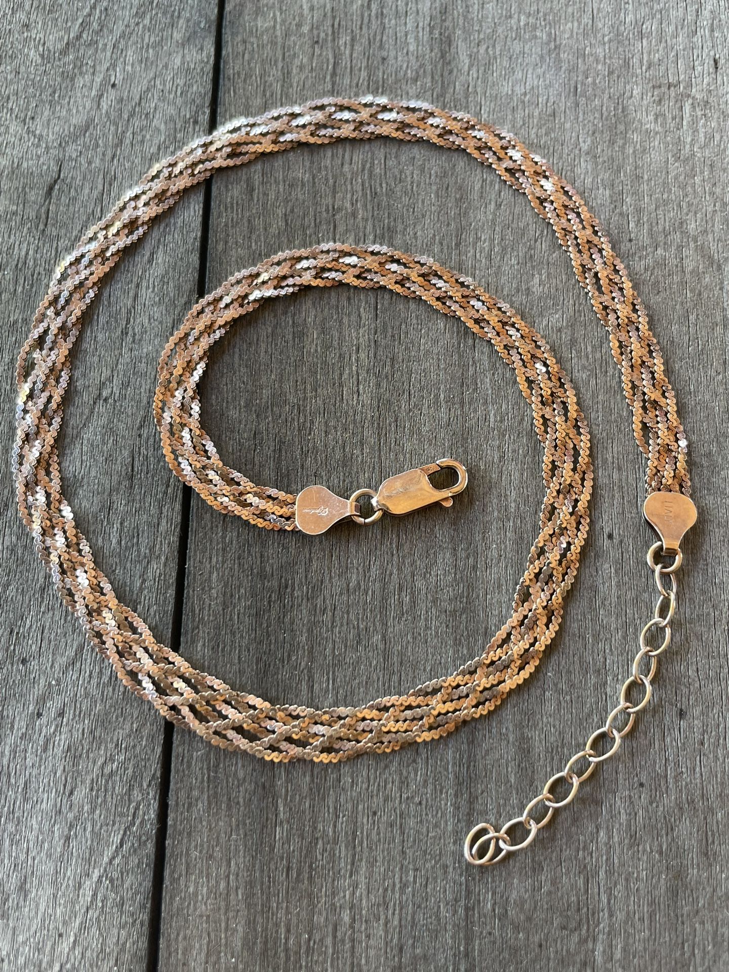 Dyadema Italy 925 Sterling Silver braided Herringbone Multi Tone 18”