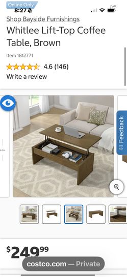 New In Box! Lift-top Table From Costco.