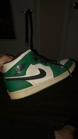 Air Jordan 1 Mid Green Black White Sneakers