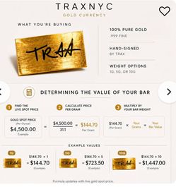 TRAX 1 Gram Trax Currency Pure .999 24k Gold