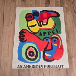 Vintage KAREL APPEL Screen Print AMERICAN PORTRAIT 1976 Bicentennial 27x21"