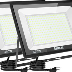 [b] 2 Pack 400W LED Flood Lights Outdoor, IP66 Waterproof, 6000K Daylight White Field Lights