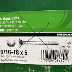 Carriage Bolts 5/16"-18 x 5" 