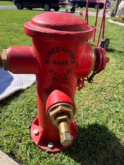 a vintage M. Greenberg's Sons cast-iron fire hydrant