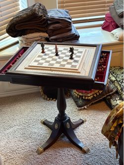 Chess game on small table