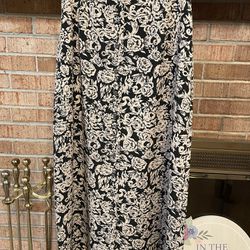Brooks Brothers Size 12 Button Front Skirt Black Beige Floral A Line Made In USA