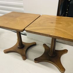 Drexel pecan mid century end tables 2 FREE DELIVERY 