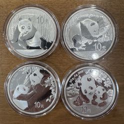 4 Pure Silver Panda Coins