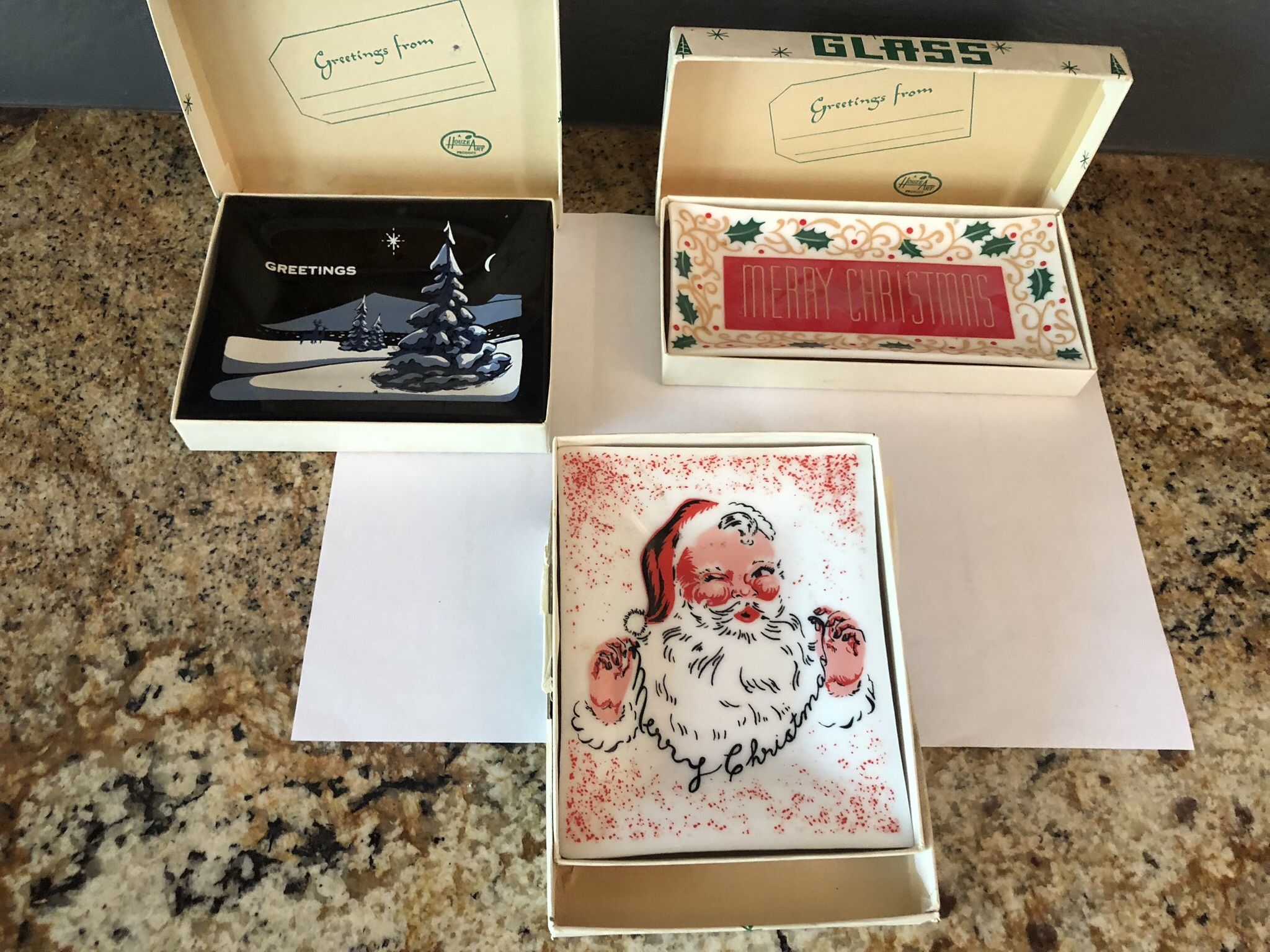 Houze Glass Vintage Collectible 1950 Bent Glass Christmas Original Box