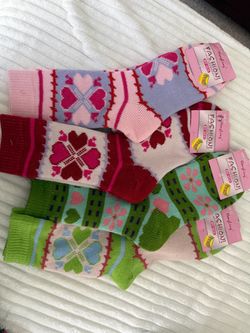 Brand New 4-Pack Vintage Pattern Knit Crew Socks