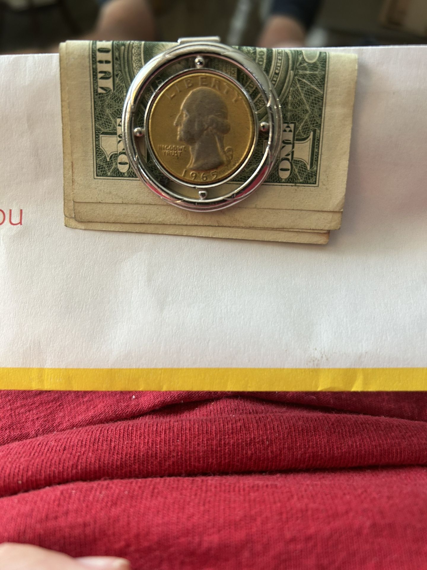 Money Clip 1965 Gold Tone Quarter