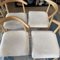 Mid-Century Modern Upholstered Wood Dining Chairs