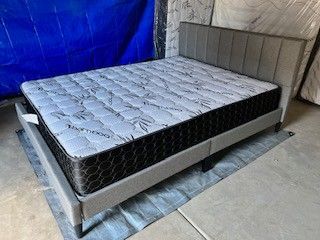 Grey New Queen Bed With Orthopedic Supreme Mattress Included 