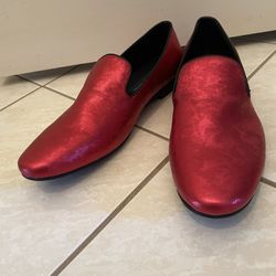 Giorgio Brutini Men’s Red Metallic Smoking Loafers Slip On Shoes Size 11.5