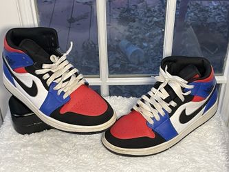 Air Jordan 1 Mid Top 3 554724-124 Size 8.5 Red Blue Black White 2019