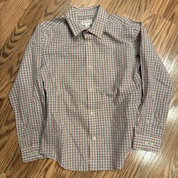 Boys Orange/Blue/White Plaid Button Down Long Sleeve Shirt Size S (6/7)