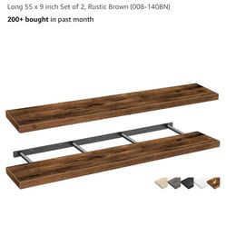 QEEIG Bathroom Shelves 55 inches Long Wall Shelf Large Extra Long 55 x 9 inch Set of 2, Rustic Brown (008-140BN