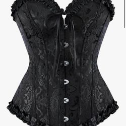 Large Black  Renaissance Corset Tops For Women: White Corsets Halloween Costumes - Ren Faire For Renaissance Festival