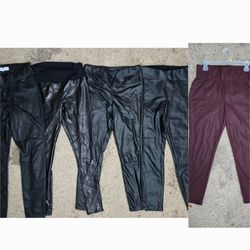 Women's Medium Faux Leather Pants Black Burgundy - Checkout my page for more