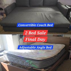 ^ MUST GO NOW ^ 2 Beds - Adjustable Angle Bed & Convertible Couch Bed