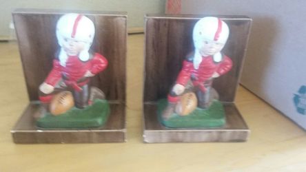 Vintage Little Boy Football Player Bookends