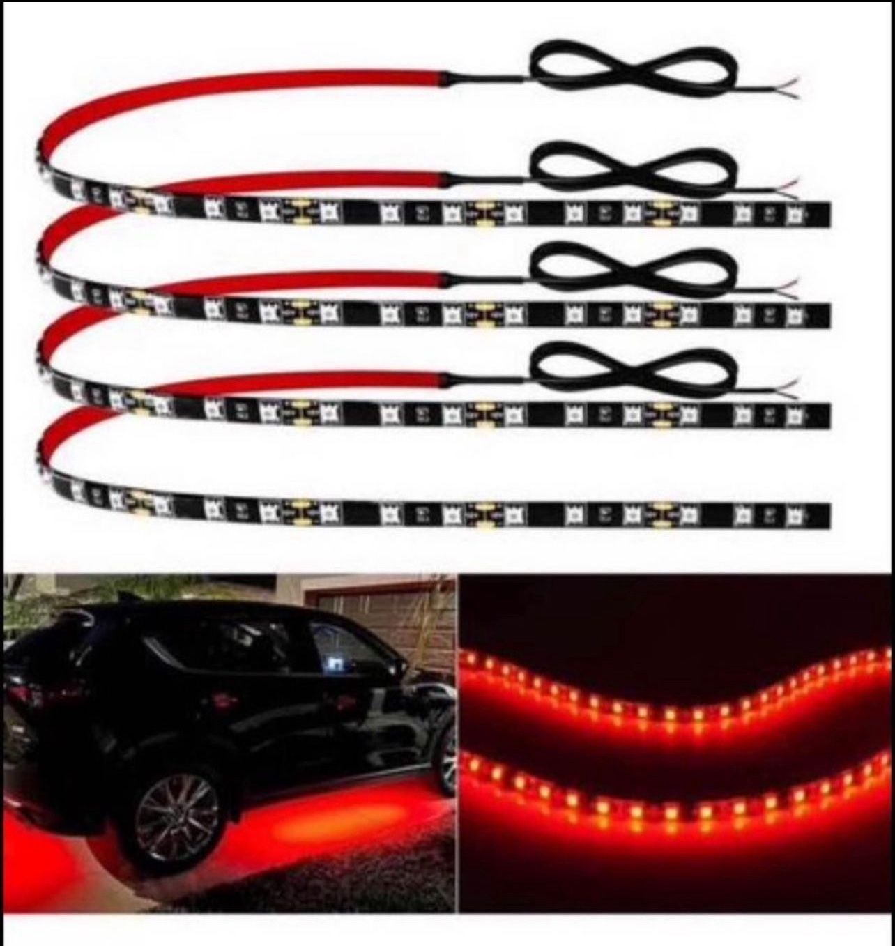 Brandnew 4pk 12V Led Light Strip 18" Connectable Red Led Strip Lights for Car Motorcycle Golf Cart Automotive Trucks Boat Marine Waterproof Led Light