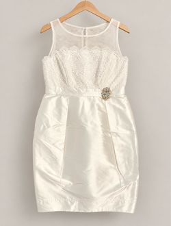 David’s Bridal Ivory Lace & Satin Dress – Size 12