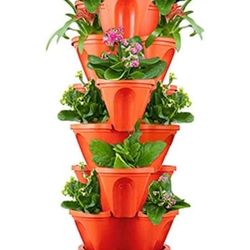 5 Plant Vase Tower With Wheels