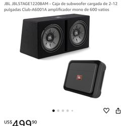 JBL SUBWOOFER + KICKER APMPLIFIER + BELVA CAPACITOR. NOT USED 