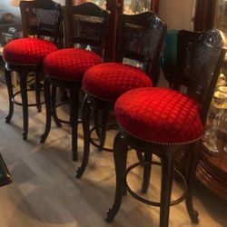 HUGE DISCOUNT from $1500 4 Real Wood Bar Stools new Fabric New Dark Brown 