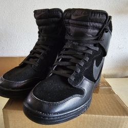 NIKE DUNK SKY HI Hidden Wedge Heel Women's Size 10 Triple Black High
