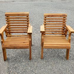 Pair of Outdoor Wooden Patio Chairs