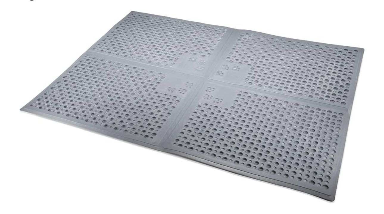 2 Multipurpose Rubber Cat Litter Mats, Helps Control Litter - Gray, Extra Large