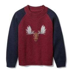 Janie and Jack Baby Toddler maroon Moose sweater Sweatshirt Top Shirt size 3 y Pullover 