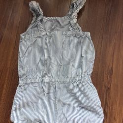 Girls Dress -white/ Blue Stripes  - 5T