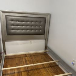 Grey Queen Bed frame And Nightstand 