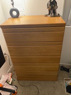 Tall  5 drawer solid oak dresser