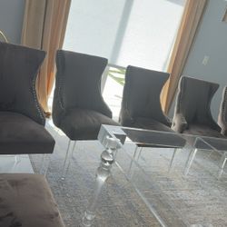 6 Velvet Dining Chairs 