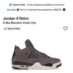 Jordan 4 A Ma Maniere Size 10