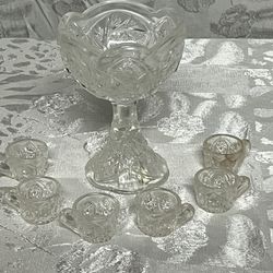 Vintage Depression Glass Child’s Punch Bowl Set