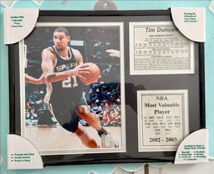 Tim Duncan, framed collectible plaque
