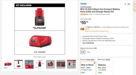 M12 12-Volt Lithium-Ion Compact Battery Pack 2.0Ah and Charger Starter Kit
