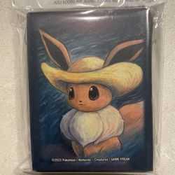 Eevee Straw Hat Card Sleeves *SEALED* Vincent van Gogh Museum Scarlet Violet Pokemon TCG Shields 65 Sleeves Self Portrait