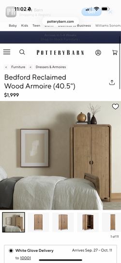 Pottery barn Bedford reclaimed wood armoire