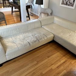 Z Gallerie Sectional Sofa - White Leather 