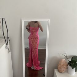 Pink Sequin Prom Dress