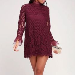Lulu's Love and Joy Burgundy Lace Mini Dress for Sale in Chicago, IL -  OfferUp