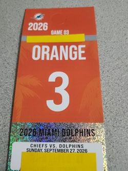 Dolphins Cheifs  Orange Parking pass