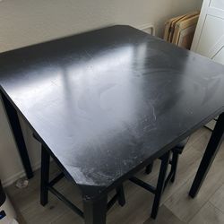 Used Black Dining Room Table With Four Matching Stools